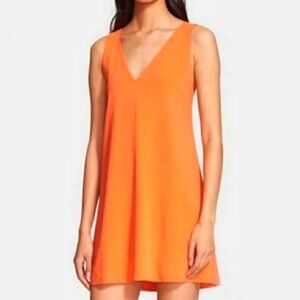 Alice + Olivia Orange V-Neck Shift Dress Size 8 Sleeveless A-Line Mini